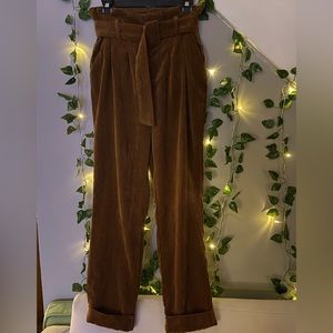 Brown corduroy pants with matching belt